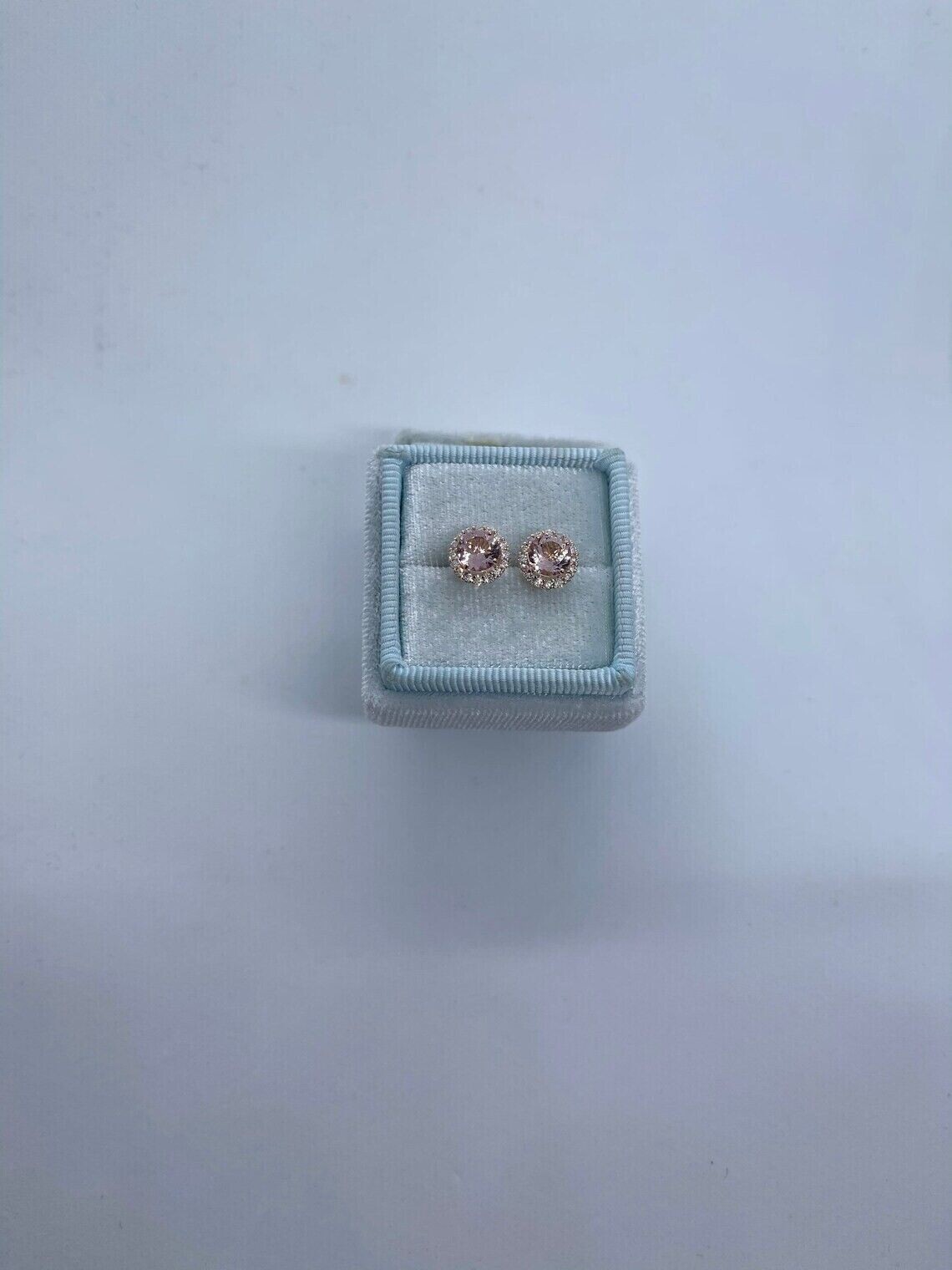 Round Cut 1.90 Ct Simulated Morganite Halo Stud Earrings 14K Yellow Gold Plated