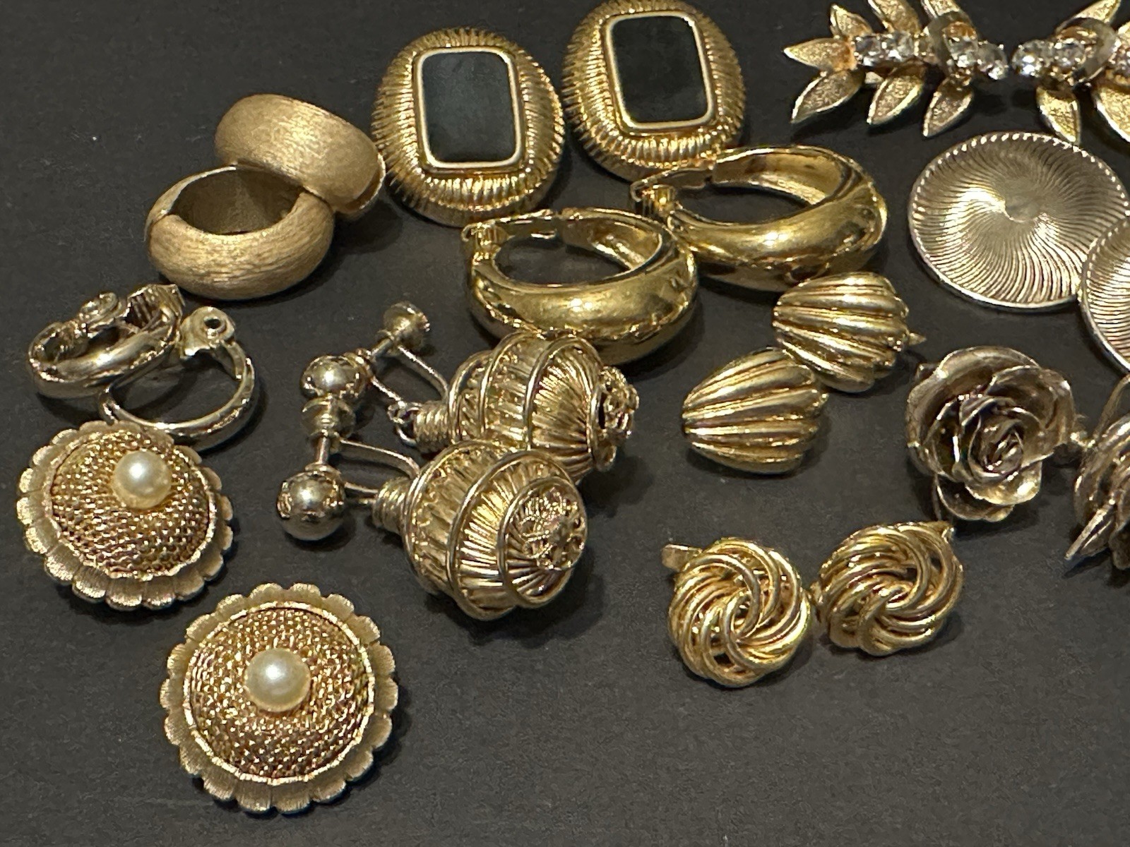 Signed Vintage clip earrings 57 pairs. Trifari, Jomaz, Bogoff and more!