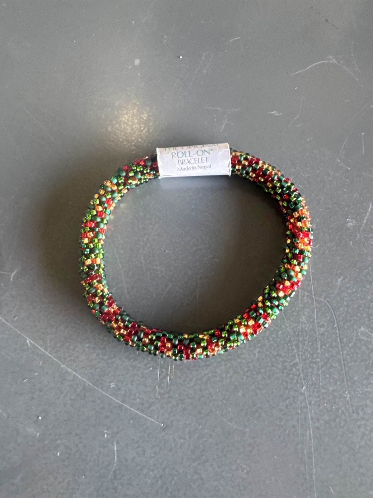 Aid Through Trade Roll-On® Bracelet “Nutcracker Speckled” Glass Beads ~Nepal~