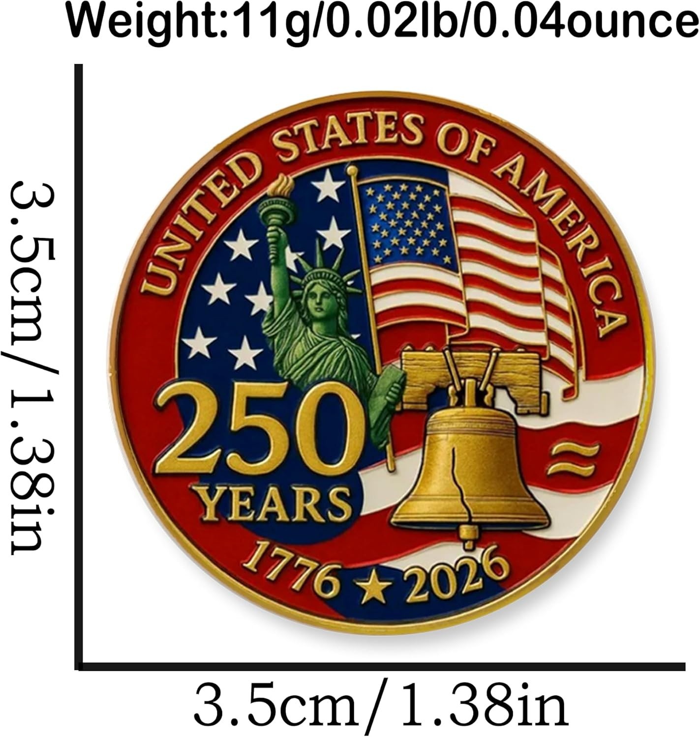 2 Pcs U.S. 250th Birthday Enamel Pins,250 Anniversary Metal Gold Plated Lape…