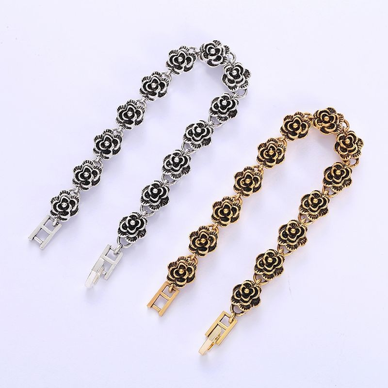 Vintage 3D Rose Floral Bracelet Antique Gold/Silver Plated Women’s Gift