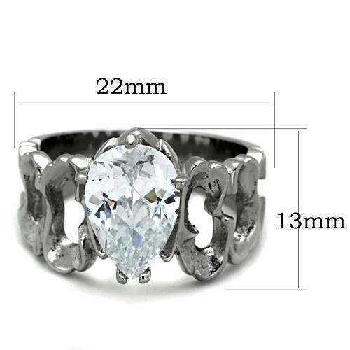 TK1534 – High polished (no plating) Stainless Steel Ring with AAA Grade CZ in