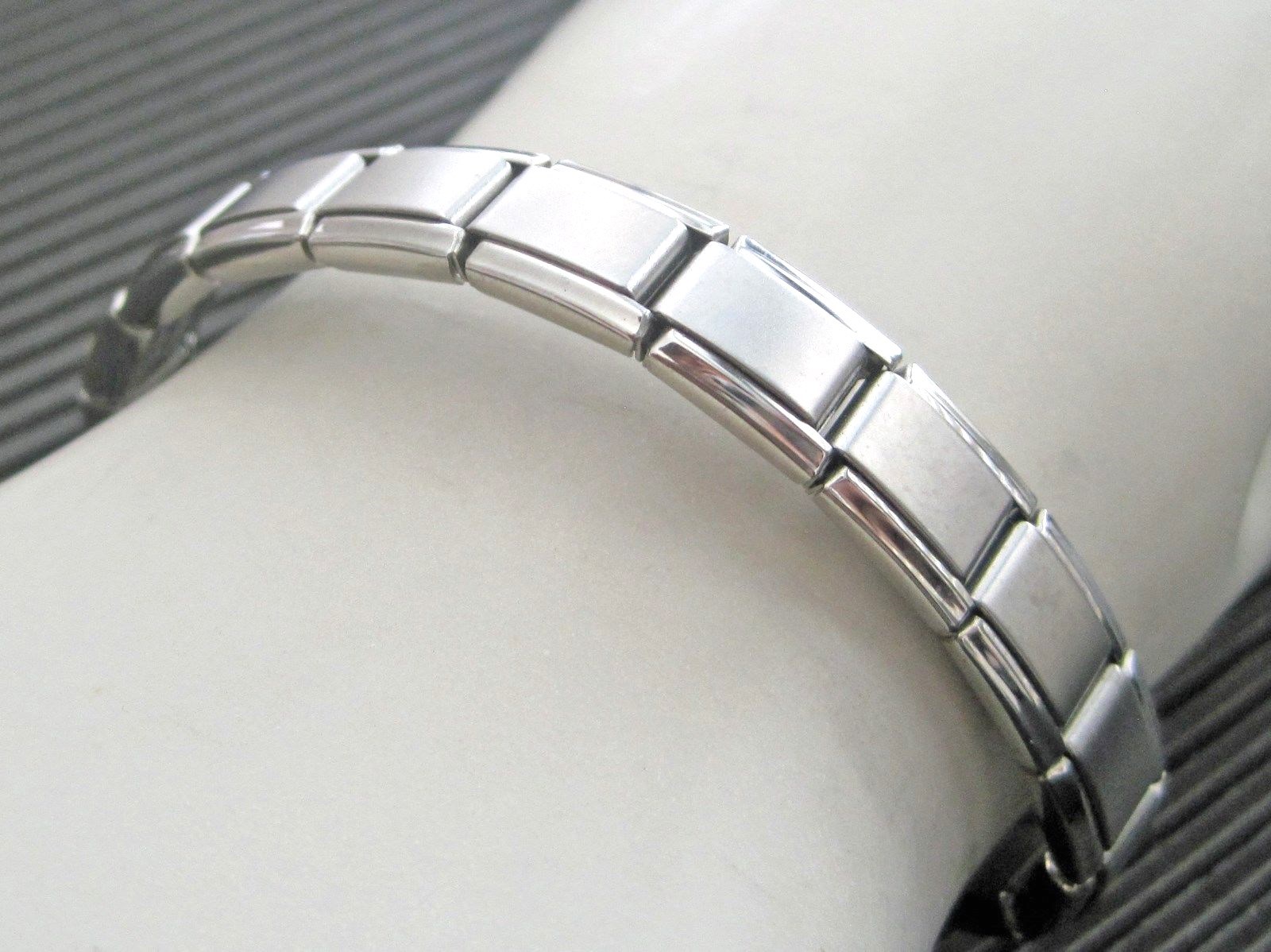Italian Modular Charm 9mm Links Matte Stainless Steel Bracelet Made in Italy