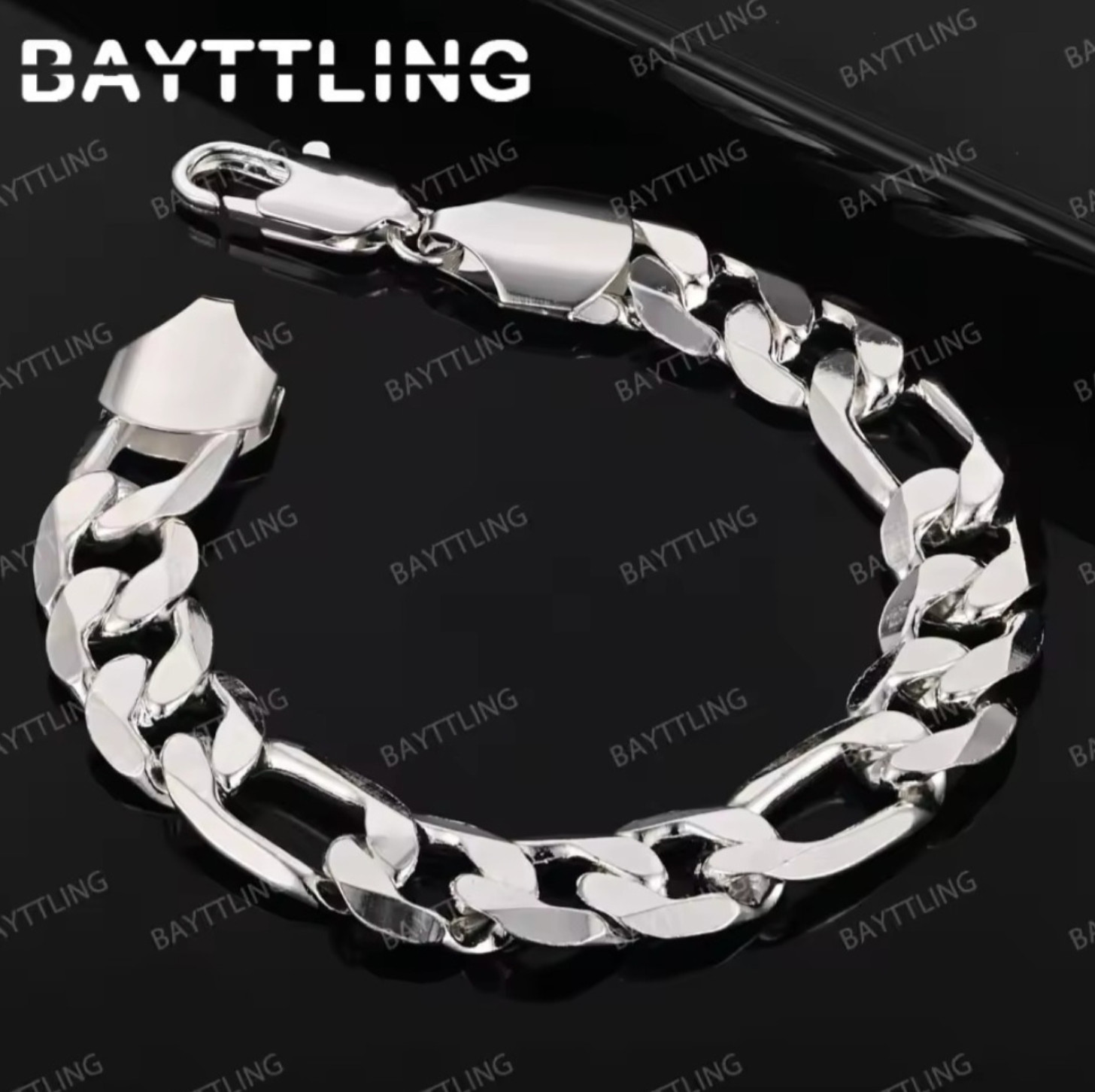 Bracelet 8.2 in .925 Sterling Silver 12 mm Figaro Link Cuban Chain 25 grams