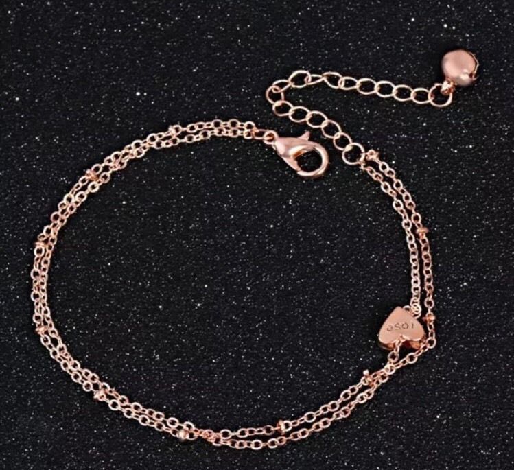 Womens Fashion Anklet Rose Gold Heart Pendant Ankle Bracelet 1-6