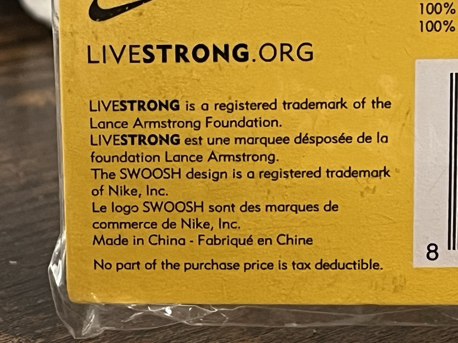 Nike LiveSTRONG Authentic Wristband Bracelet NEW Size L-XL 8″/202mm Collectible