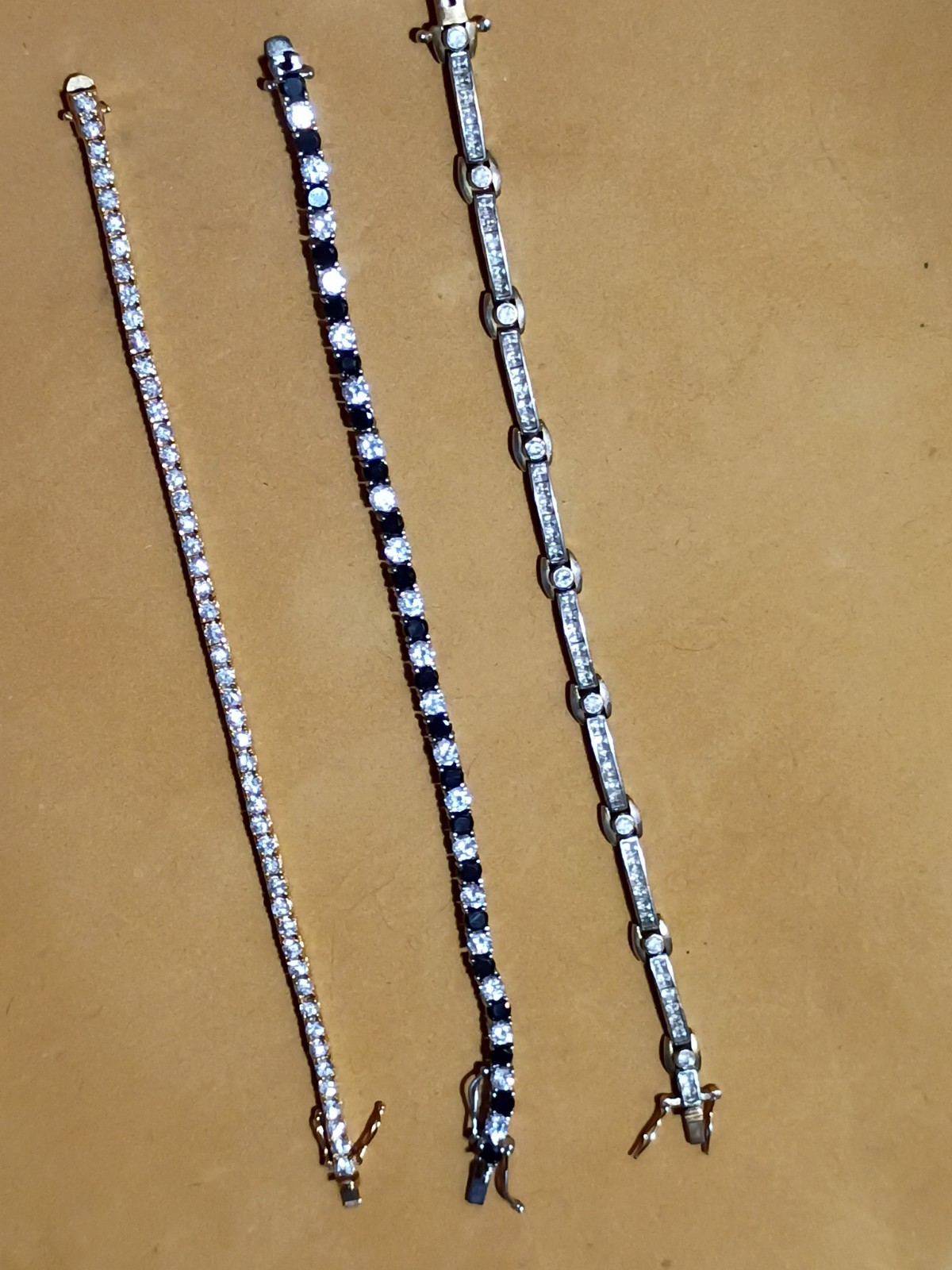 Old Vintage Gorgeous! Mixed Tone Rhinestone Tennis Bracelets (3) Inc ROMAN& More