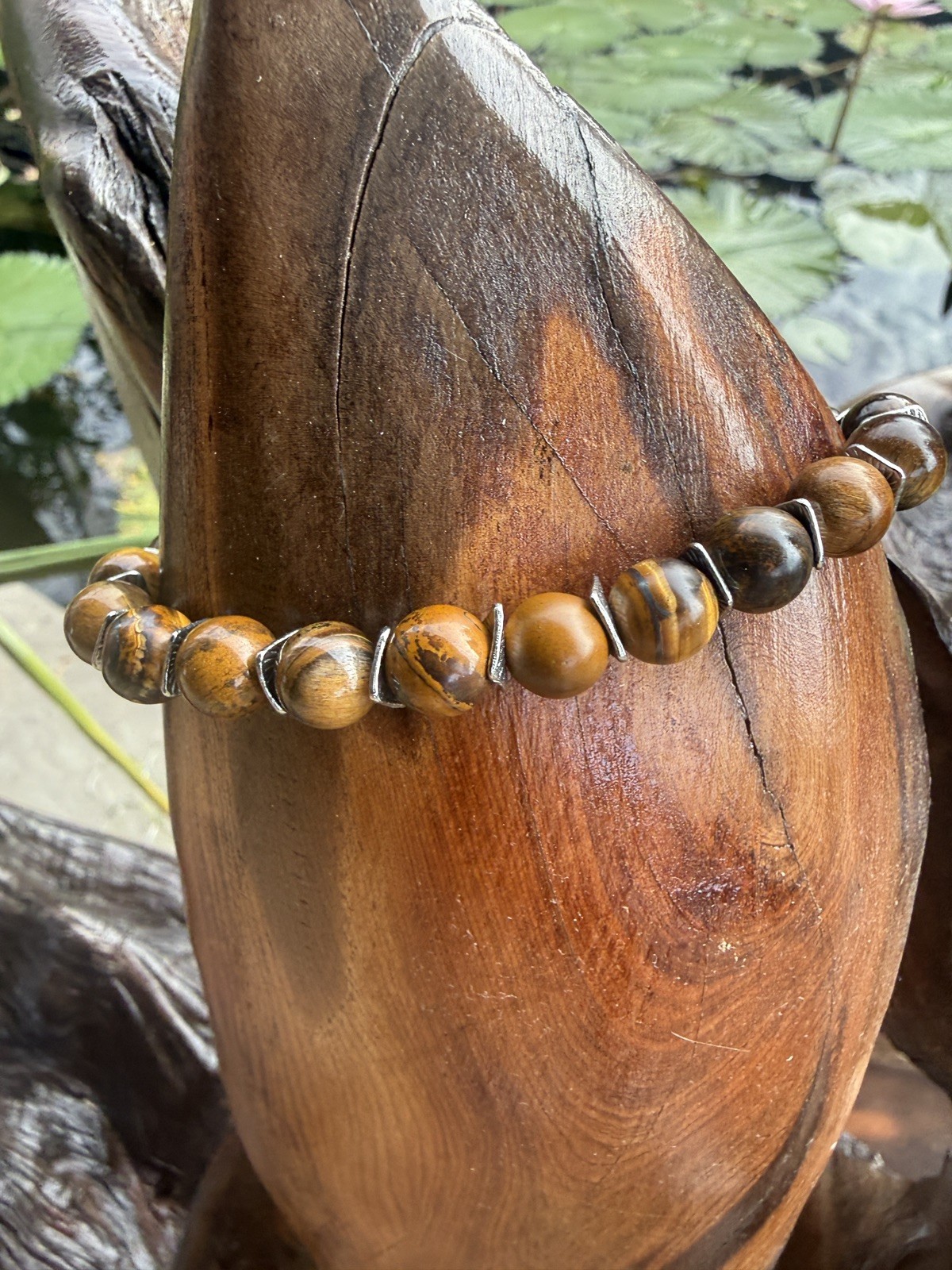 Natural 8mm Yellow Tiger’s Eye Round Gemstone Beads Bracelet 7.5” AAA+