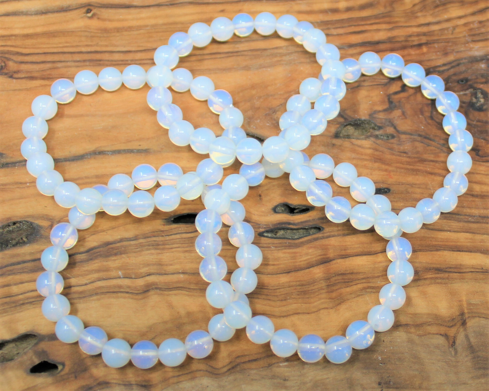 Opalite Bead Bracelet 8 mm Round Crystals (Natural Gemstone Stretch Bracelet)