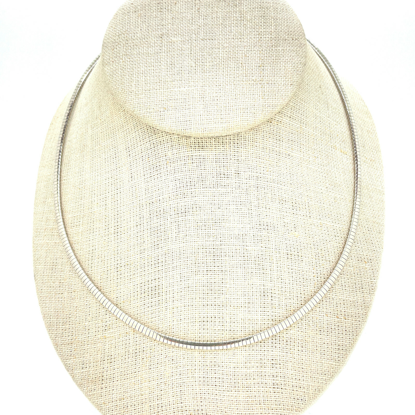 Silver Tone 3.1mm Low Dome Omega Collar Necklace 18″ 12.0g