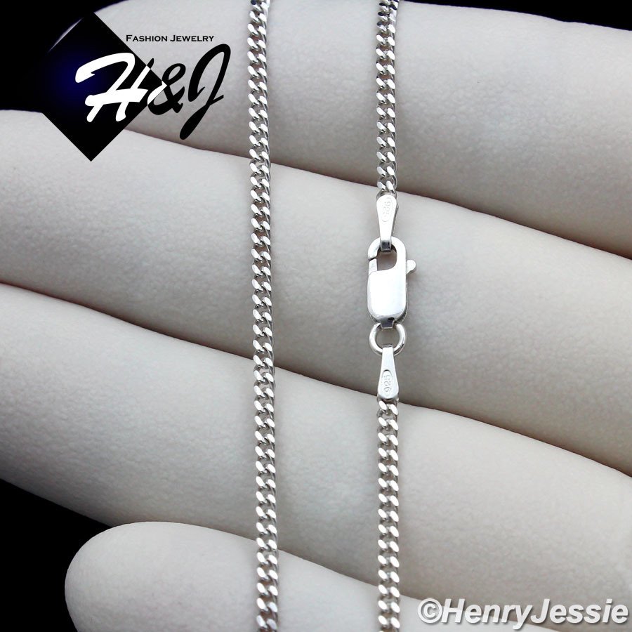 24″MEN 925 STERLING SILVER 2MM MIAMI CUBAN LINK CHAIN PLAIN CROSS PENDANT*SP194