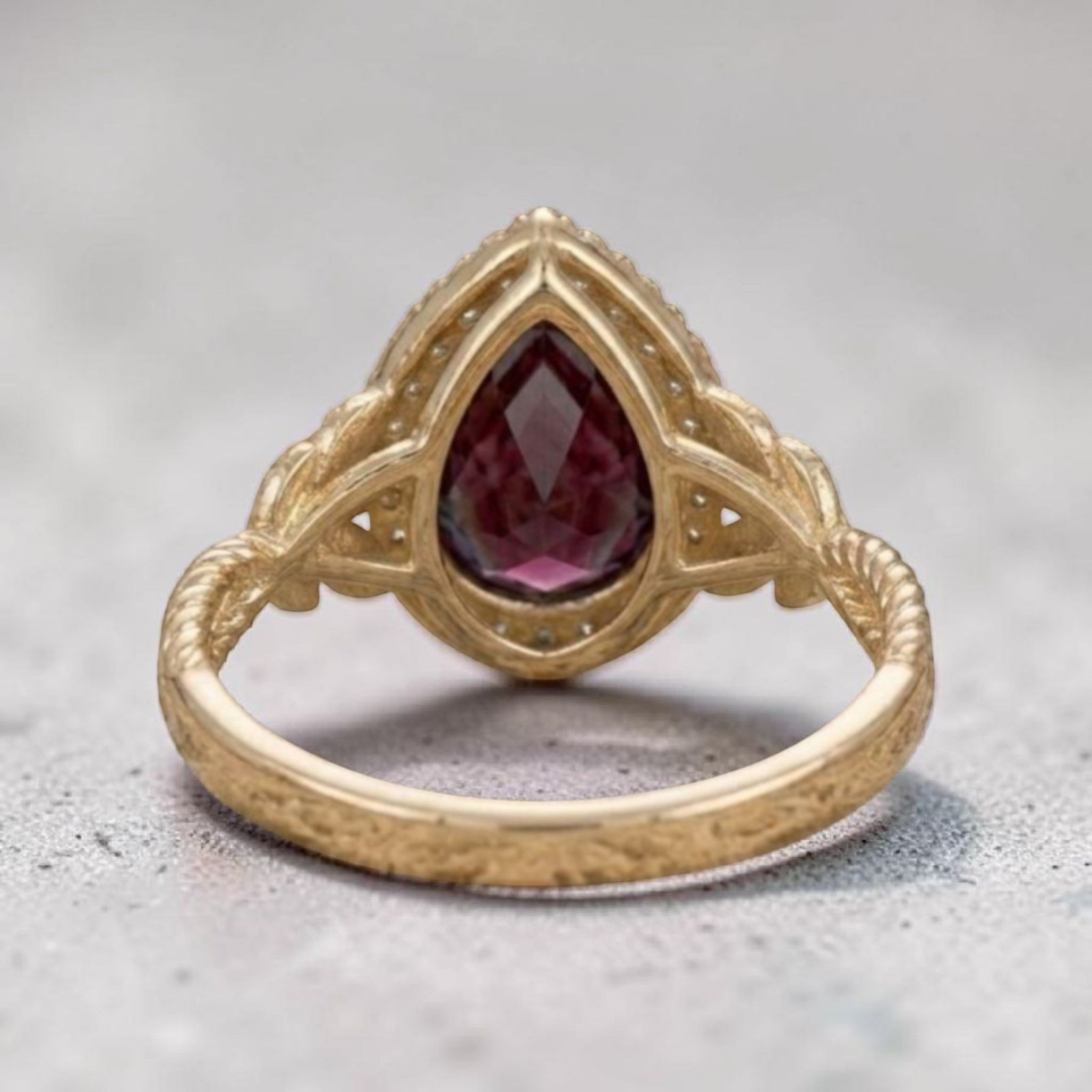Alexandrite Wedding Ring 925 Sterling Silver Gold Plated Leaf Anniversary Gift