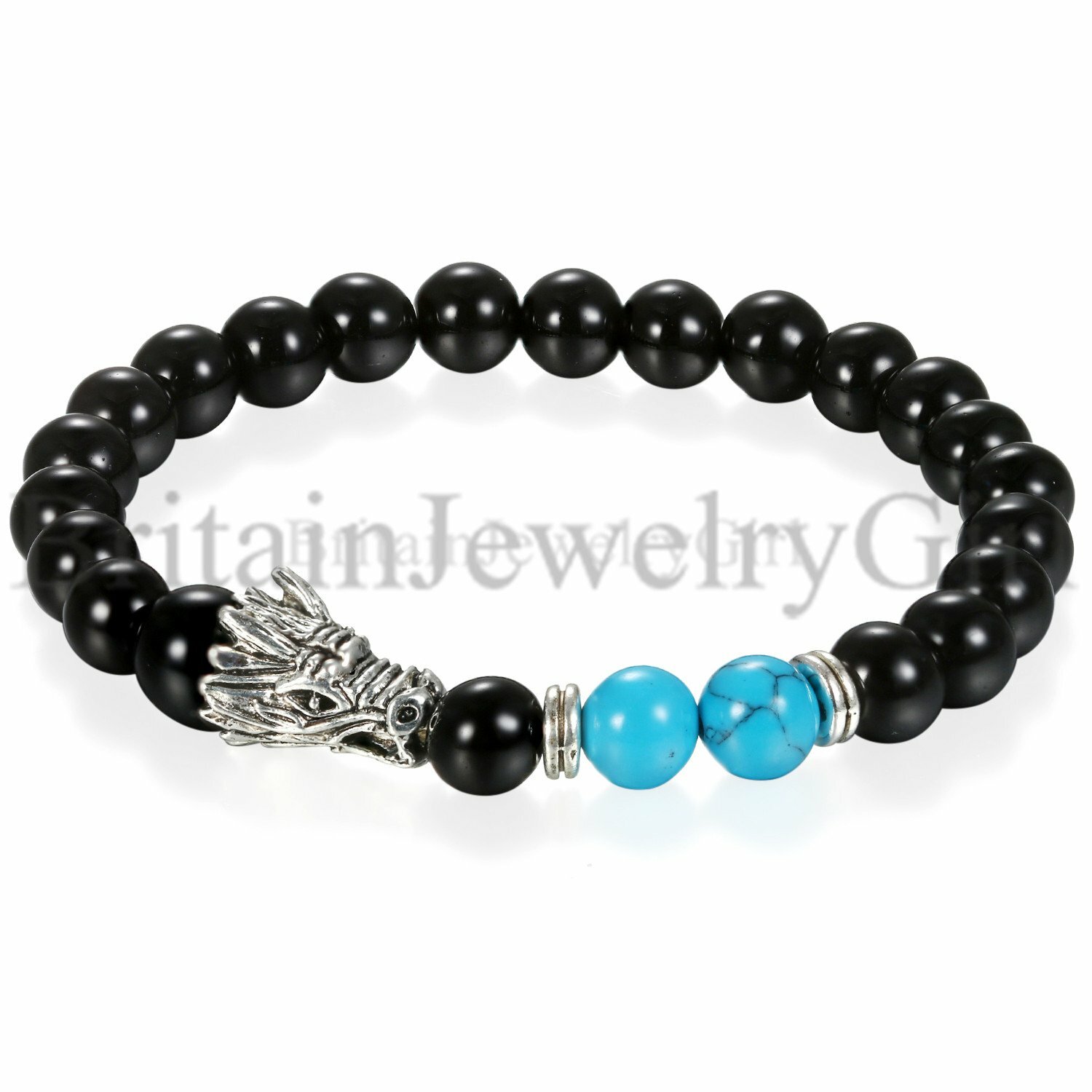 1-3pcs Skull Dragon Crown Tiger Eye Stone Beaded Elastic Bracelet for Men Women