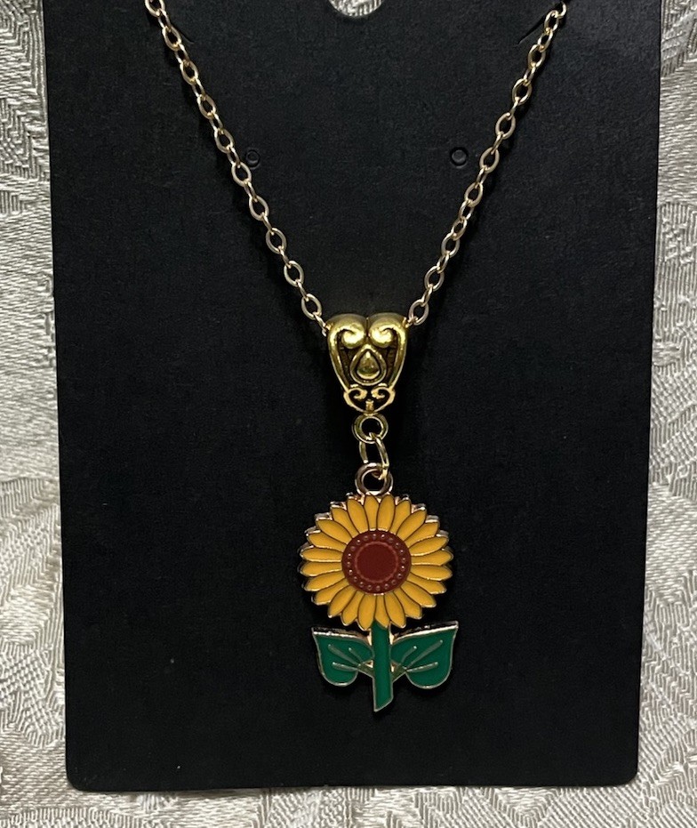 Sunflower Flower Enamel Pendant Gold Necklace Bohemian Novelty Fashion Necklace