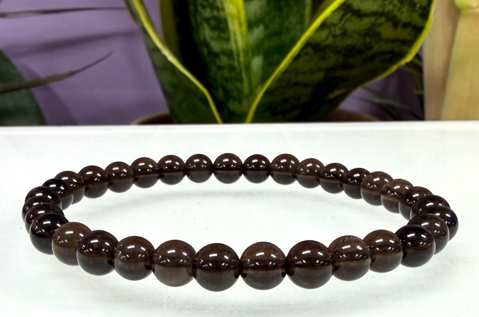 Wholesale Lot 6 Pcs Natural Smoky Quartz 6mm 7.5” Crystal Stretch Bracelet