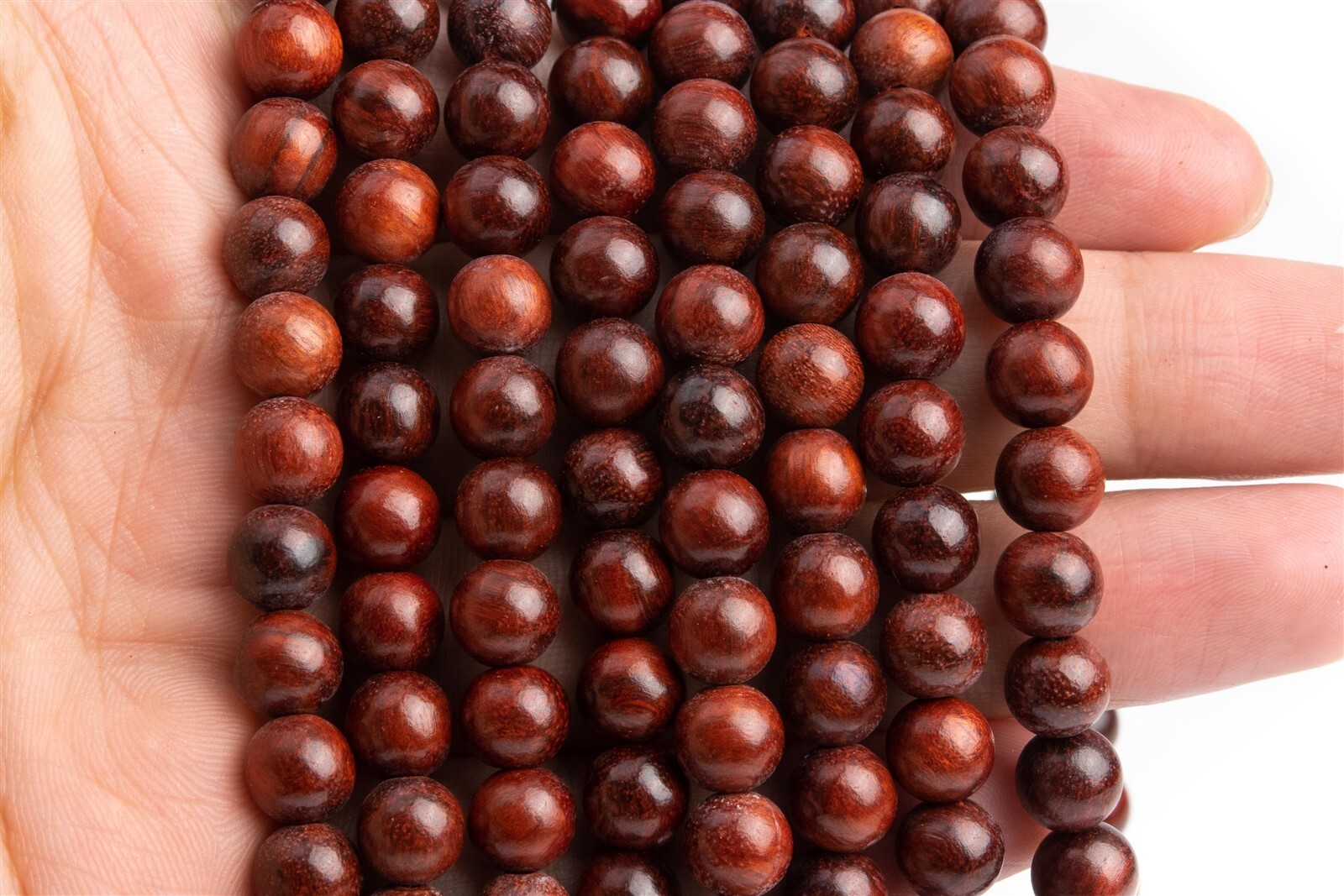 8MM 108 Pcs Mahogany Red Rosewood Mala Beads Natural Wood Round Beads 36″