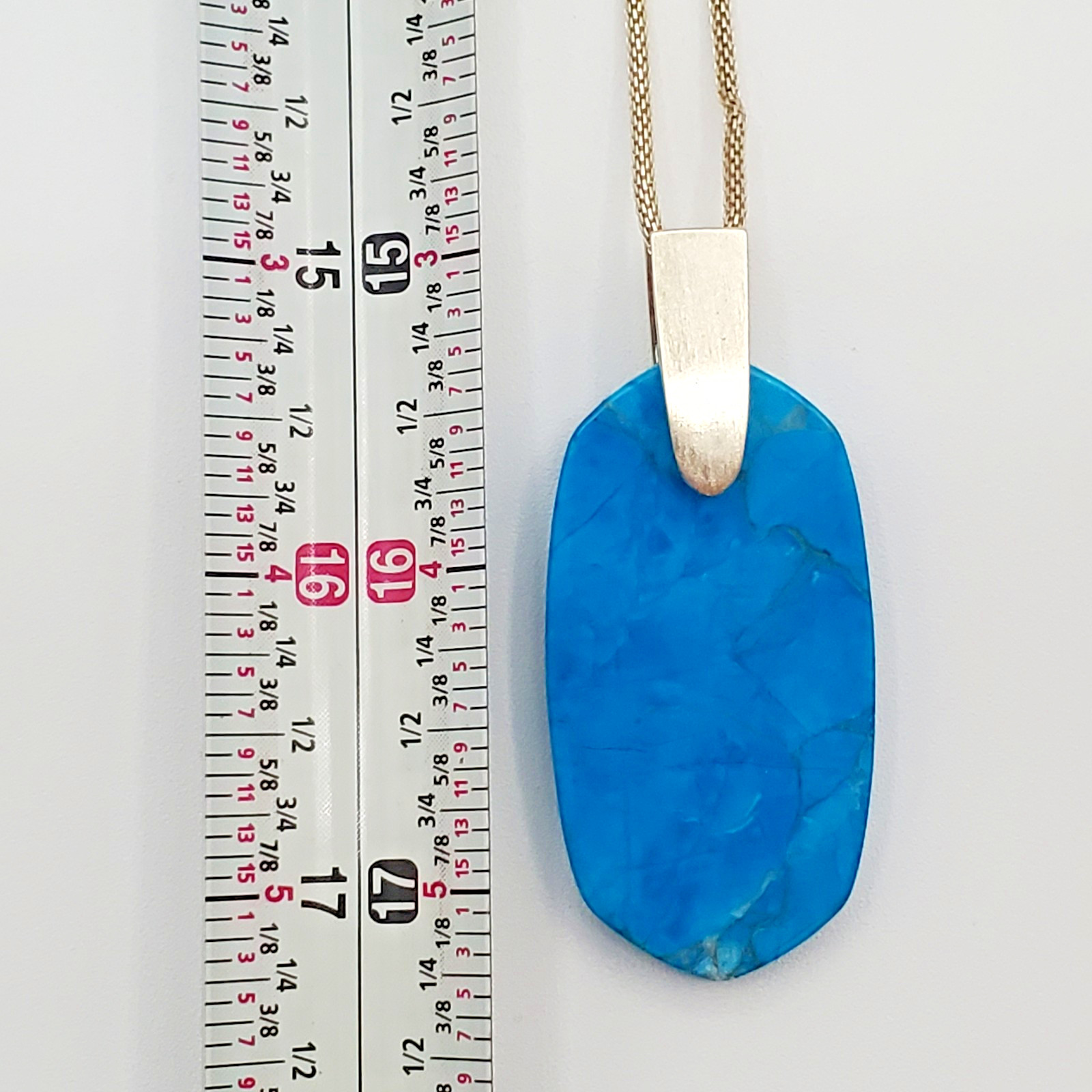 Kendra Scott Necklace 30in Gold Plate Aqua Howlite Inez Pendant Back Chip READ