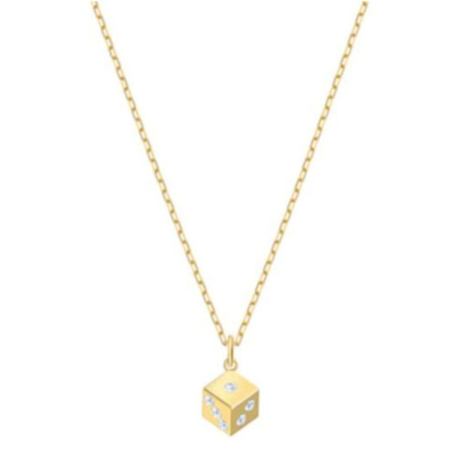 Swarovski Crystal Jewelry Pendant DICE Gold Tone Plated with Gift Box