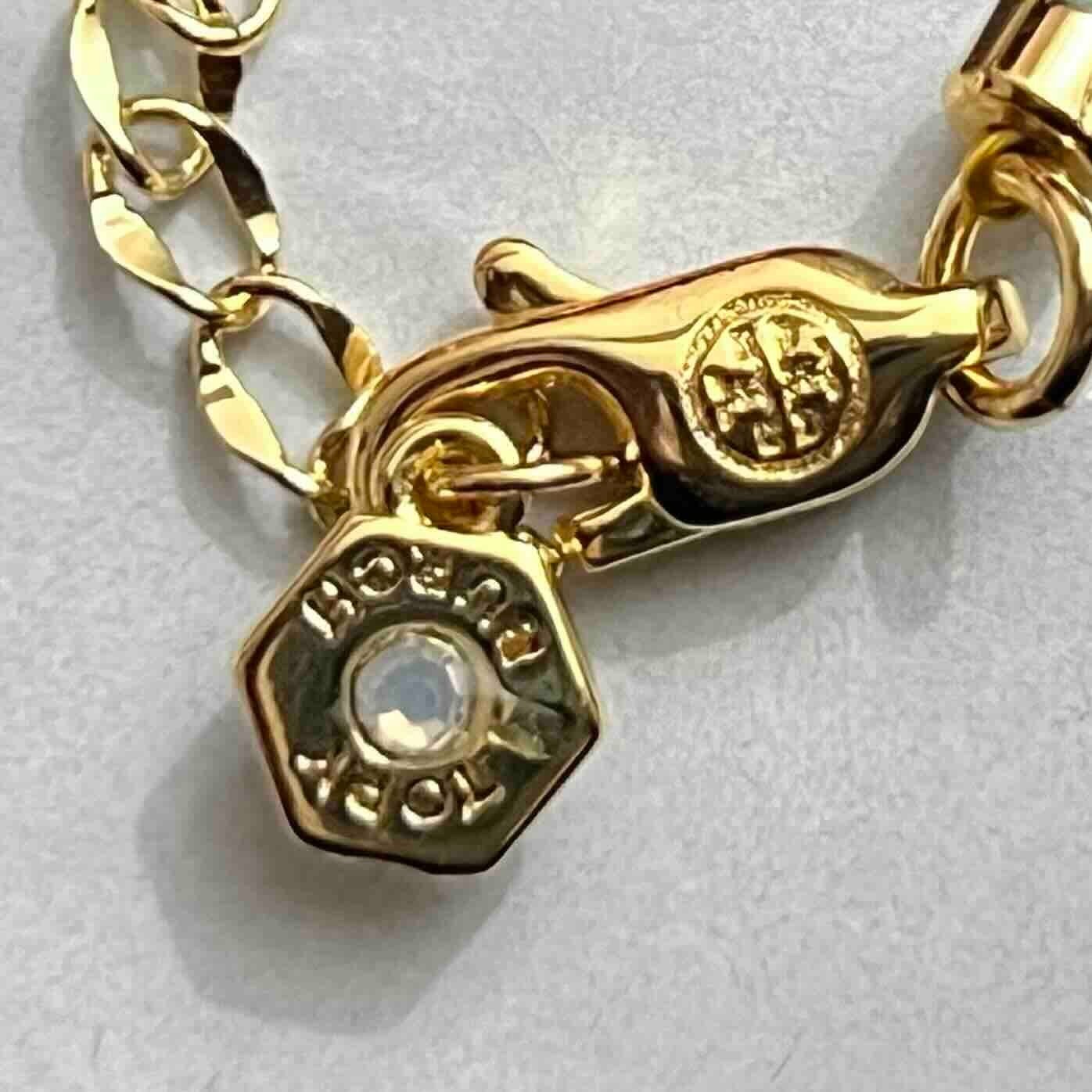 Tory Burch Beaded Necklace Multi Color Tourmaline Beads Icon Charm NEW