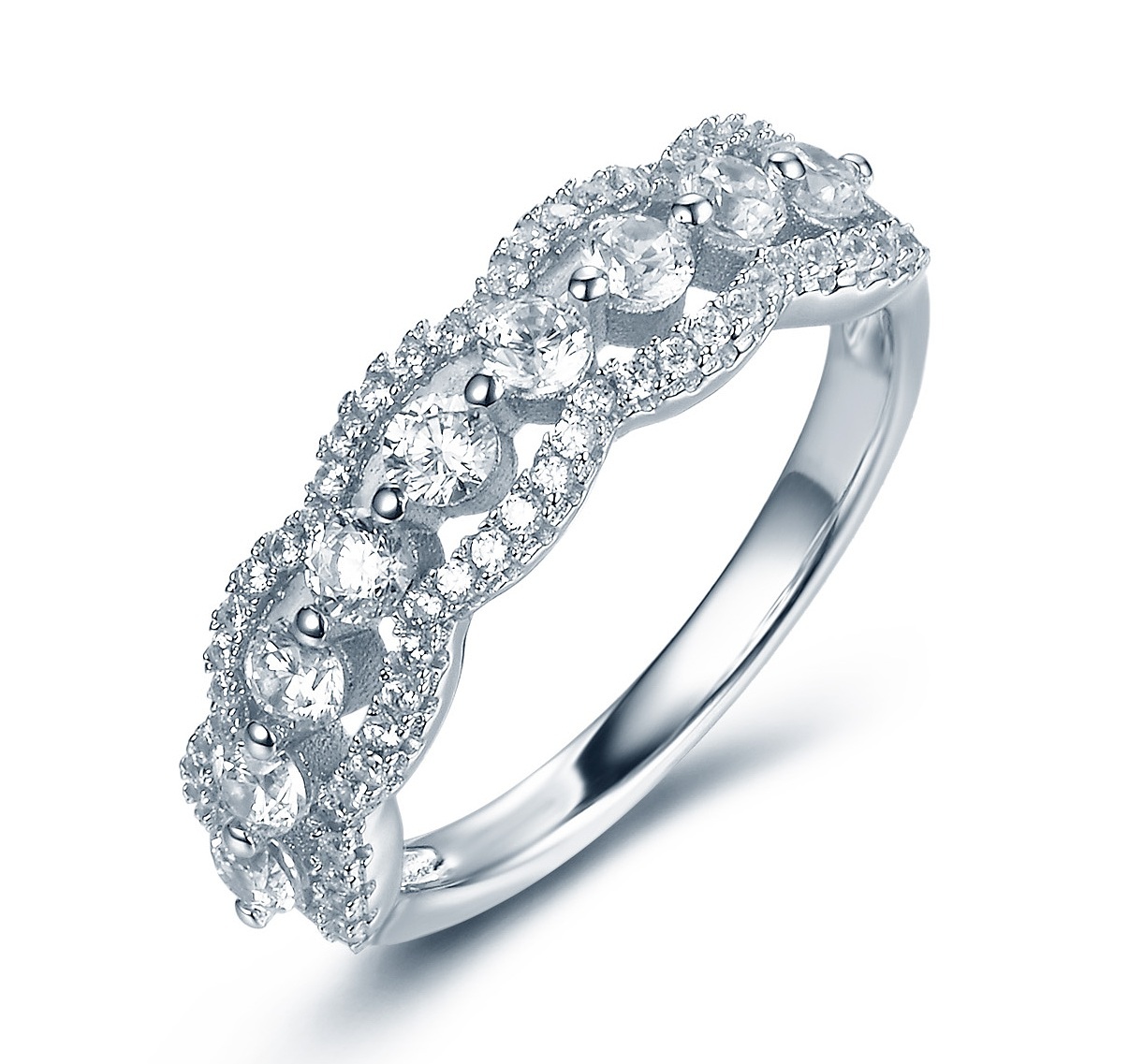 925 STERLING SILVER CZ HALF ETERNITY WEDDING BAND RING WOMEN’S SIZE 2.5-15 M3356