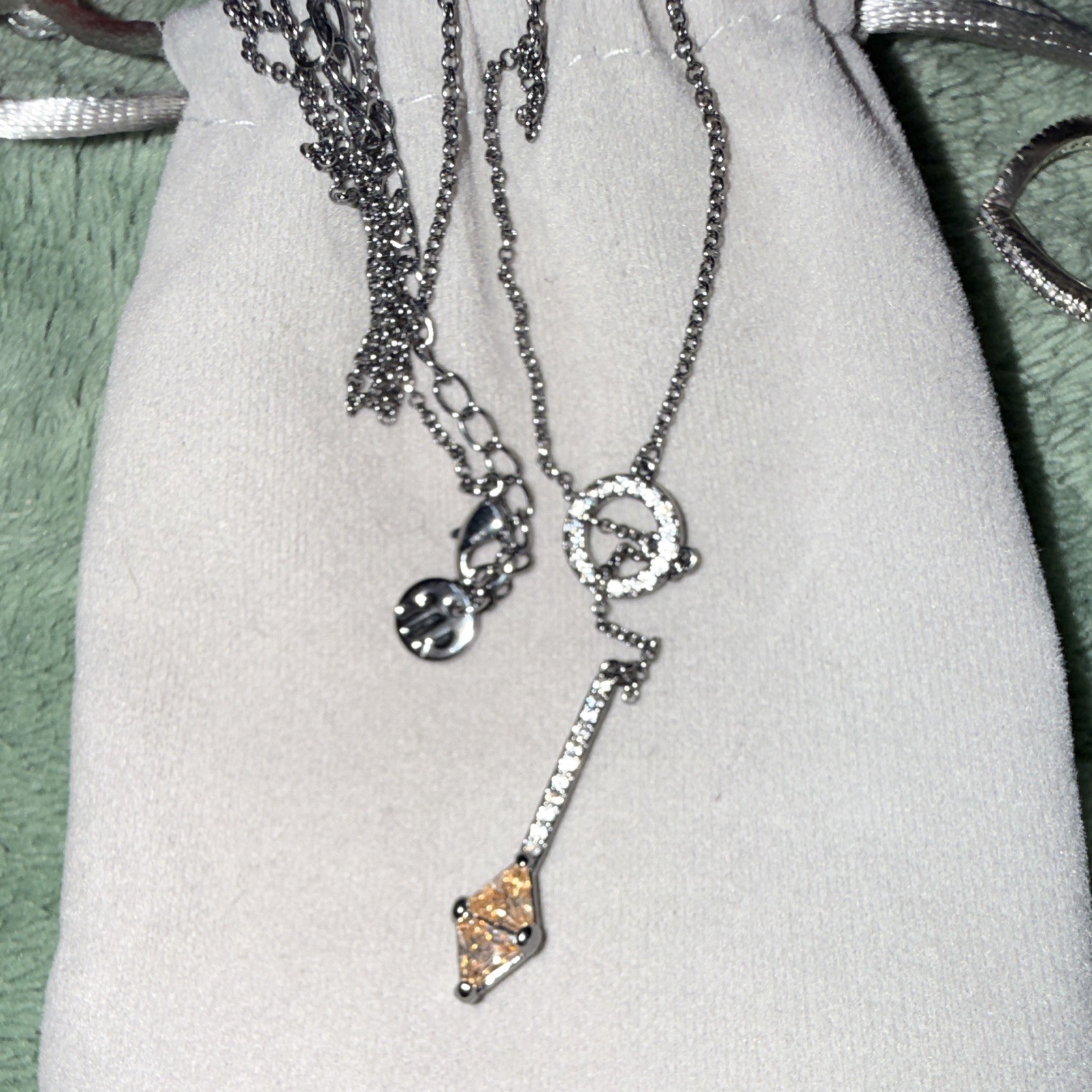 Bomb Party Drop of Gorgeous Smokey Topaz CZ Hematite Plated Necklace