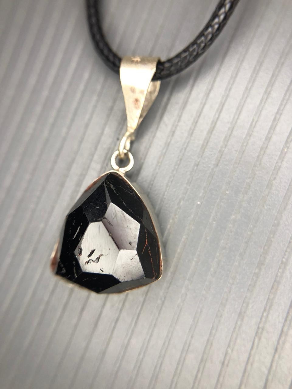 Natural Black Tourmaline Rose Cut Pendant Handmade Gemstone from Afghanistan