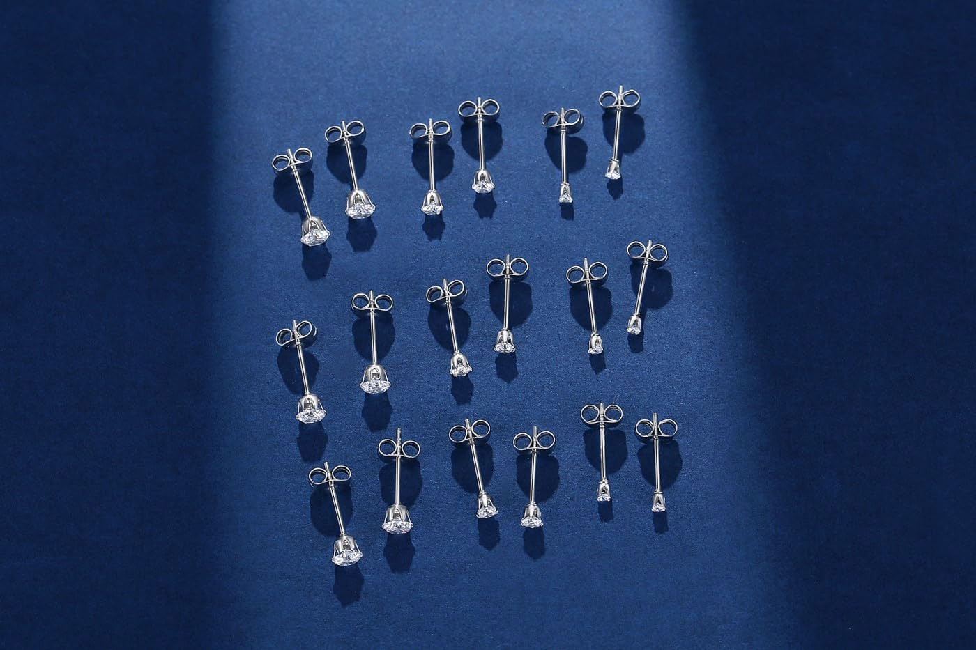 10 Pairs Tiny Womens Surgical Stainless Steel Clear Cubic Zirconia Stud Earrings