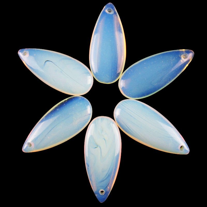 30g 3Pcs 50x20x6mm Natural Opal Opalite Teardrop Pendant Bead YJWW35