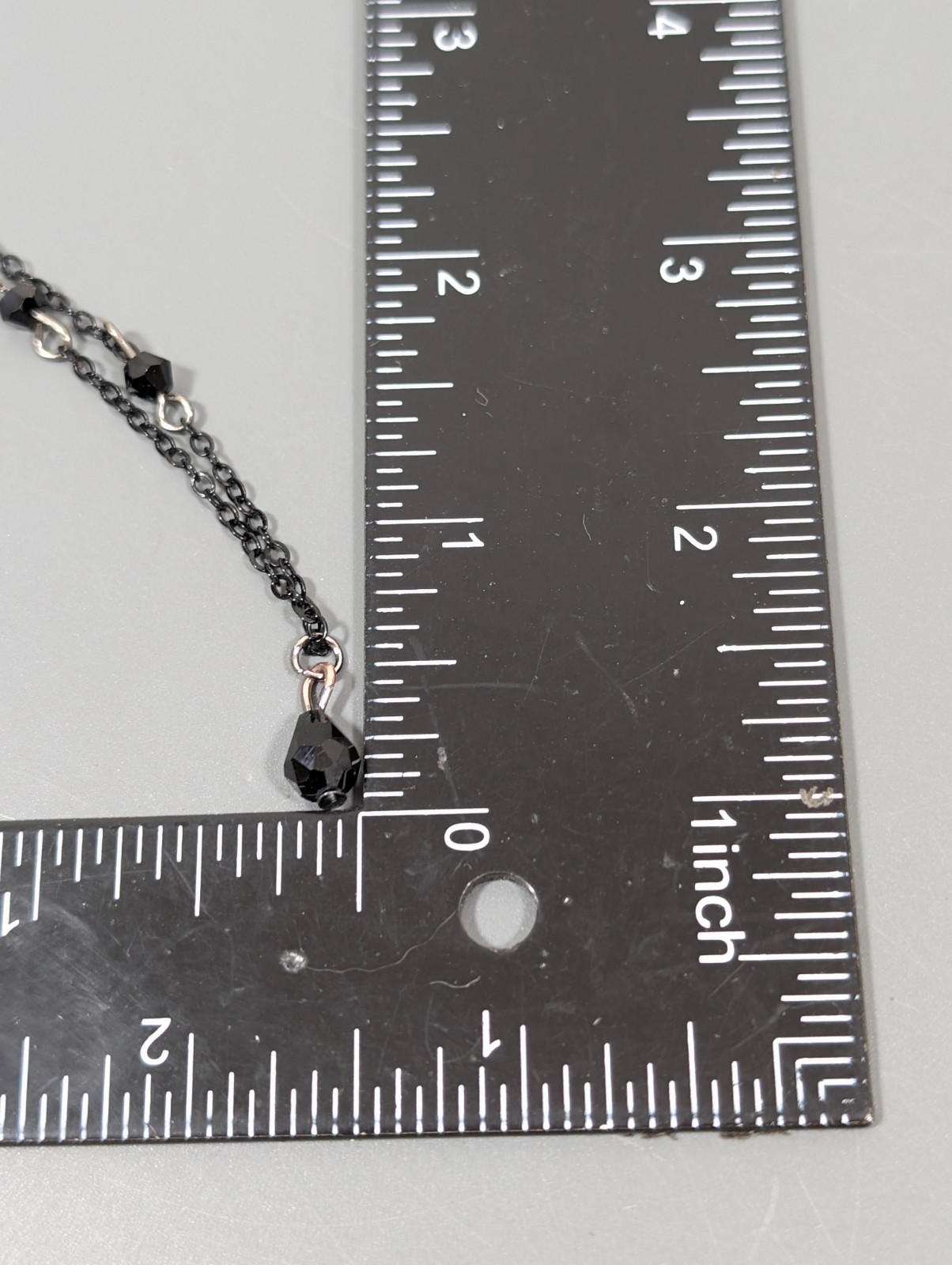 Dainty Black Bead Drop Necklace Minimalist Gothic Layering Chain Modern 17 in