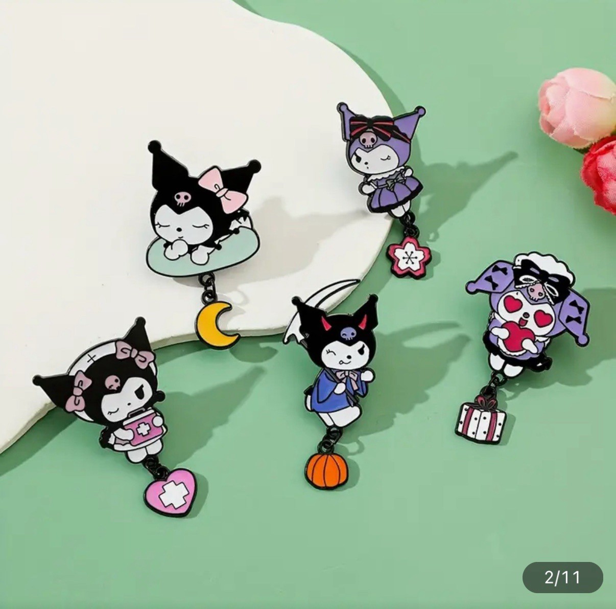 5pc Sanrio Pins Miniso Kuromi Dangle Kawaii Cute