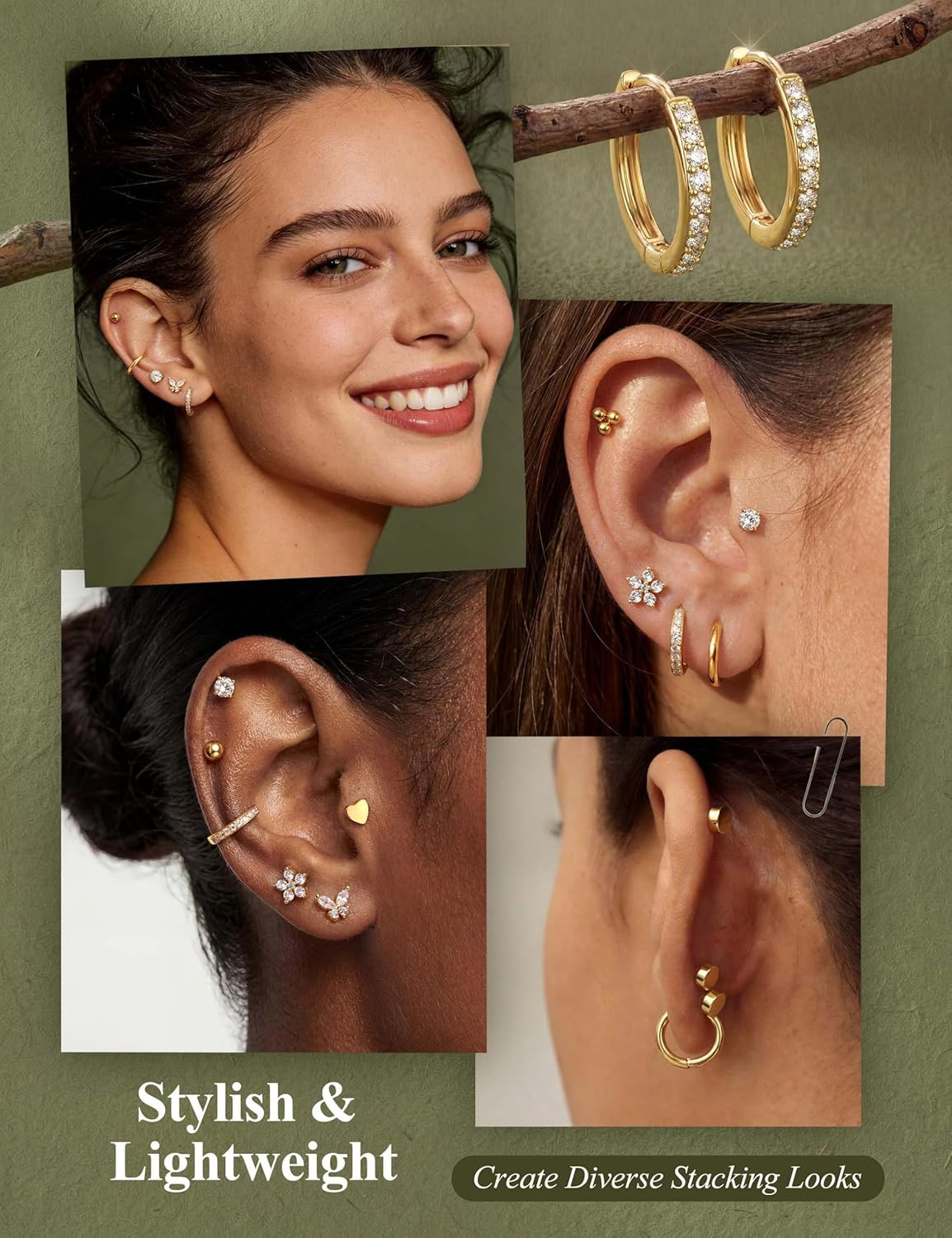 Hypoallergenic Earrings for Sensitive Ears, Comfortable Flat Back Earrings for S