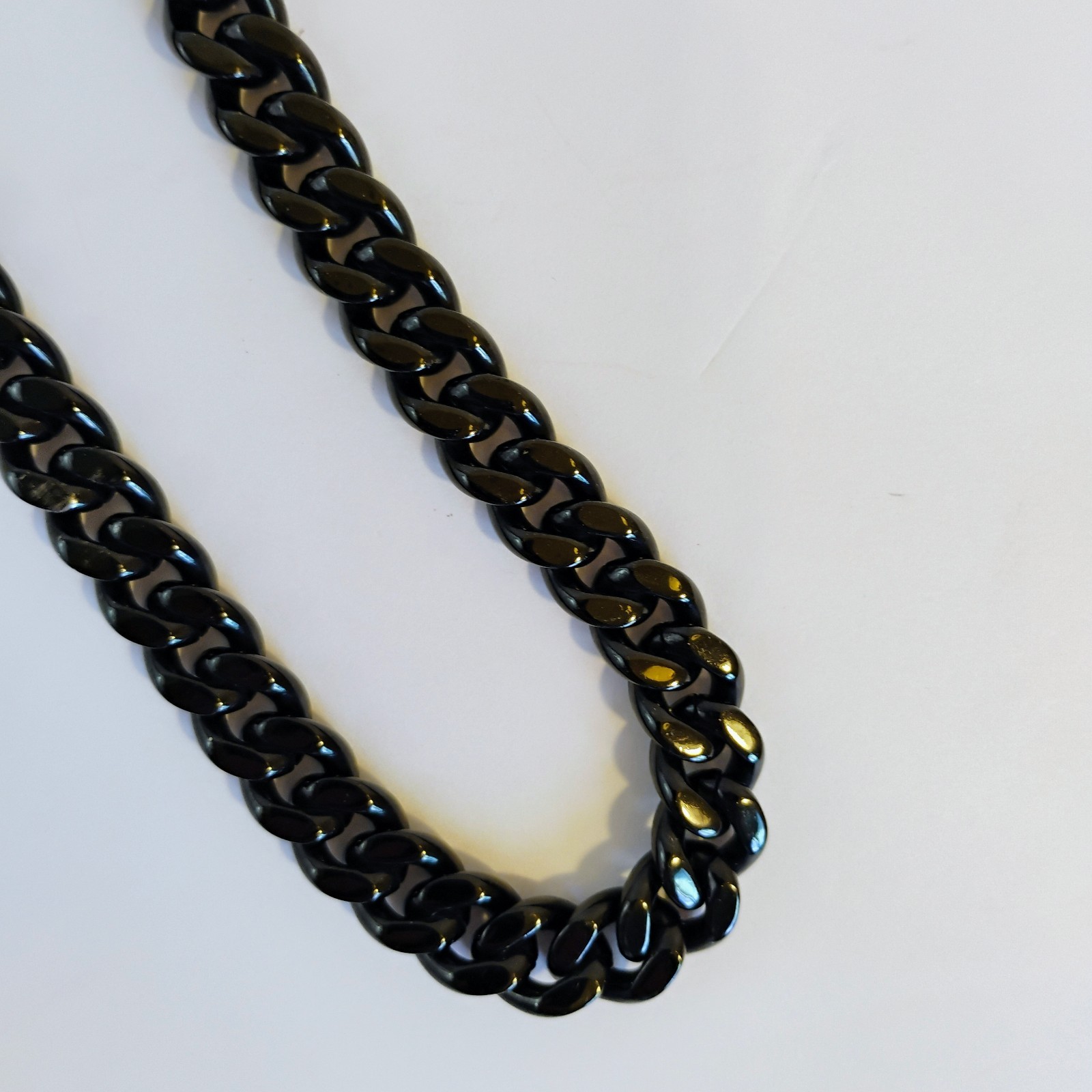 Herringbone Chain Long Heavy Weighted Black 8oz 30″