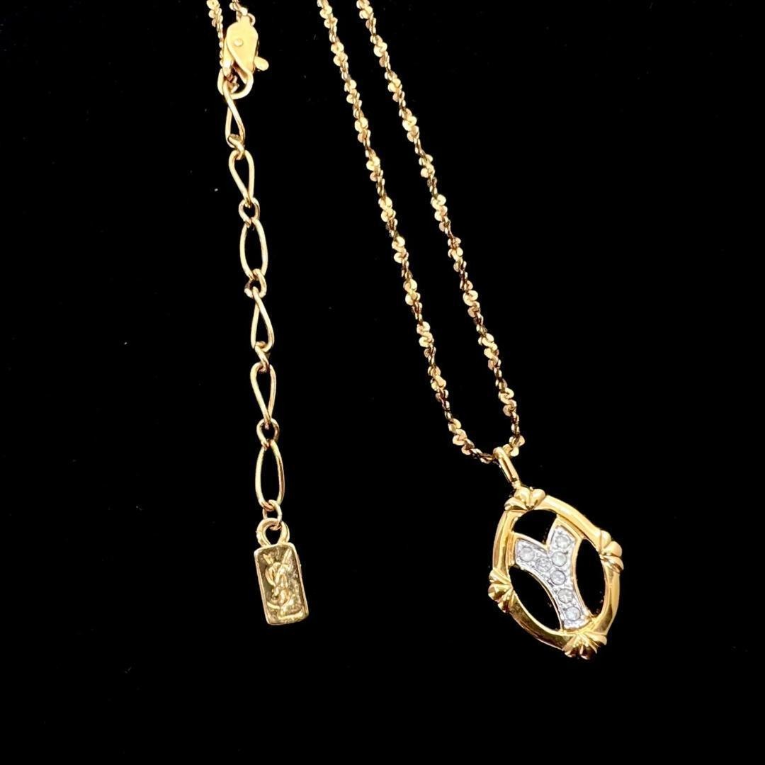 ✨ Yves Saint Laurent Necklace Logo Oval Vintage YSL With Box