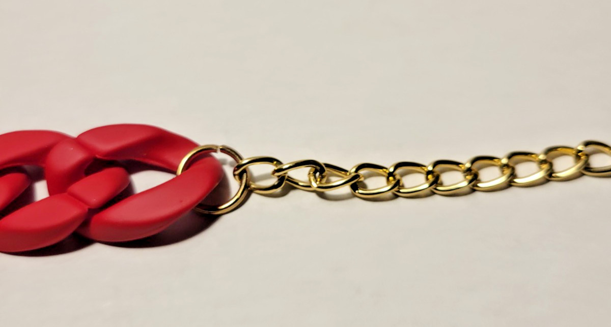 Chunky Red Chain Necklace Statement Link Acrylic Plastic Bold Fashion Jewelry