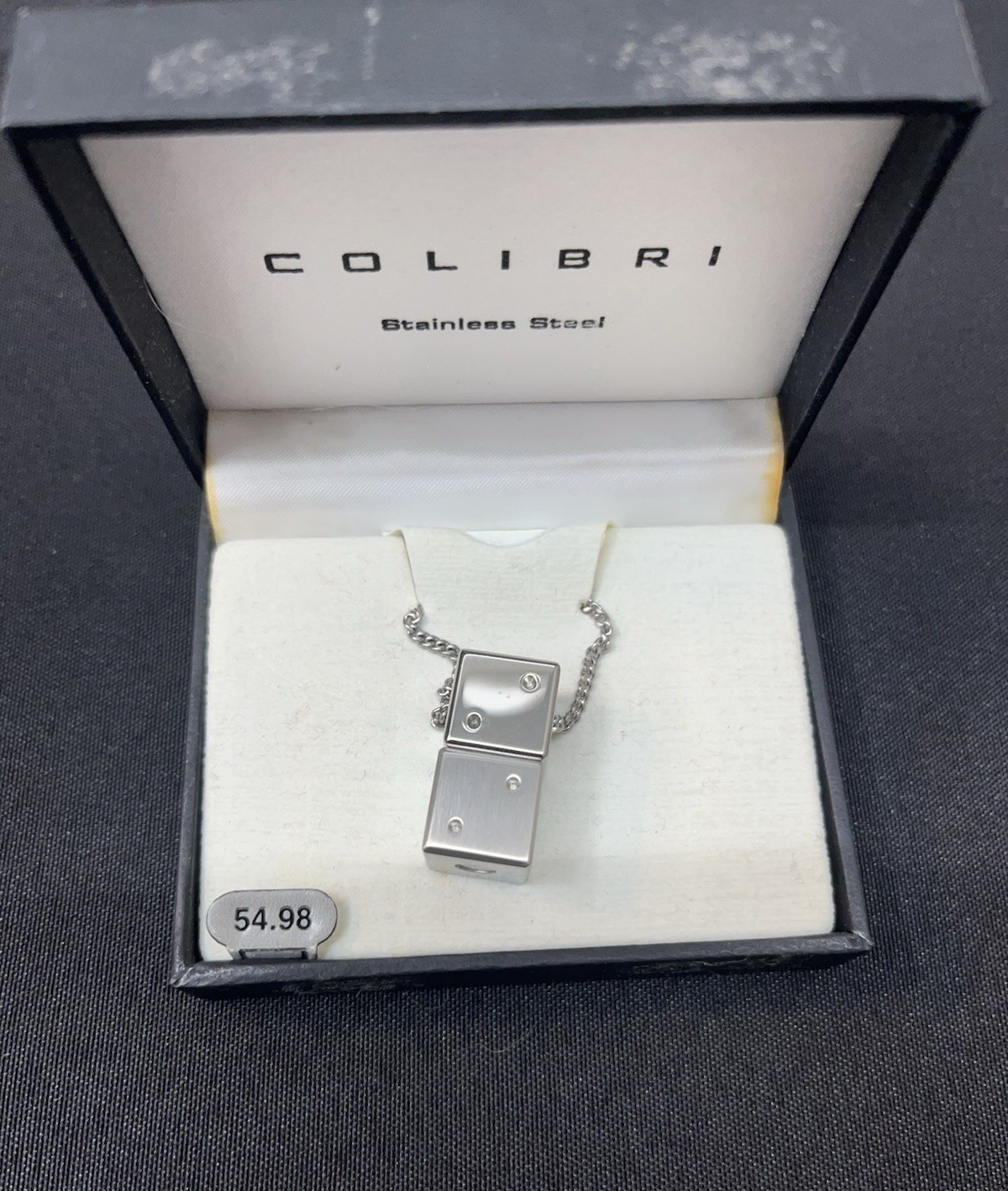 Colibri Jewelry Stainless Steel Dice Necklace New On Chain