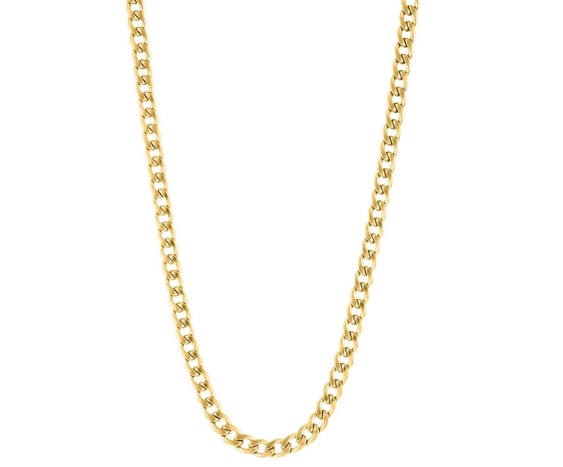3mm x 16″ Gold Plated Miami Cuban Curb Chain Necklace Chain with Gift Pouch
