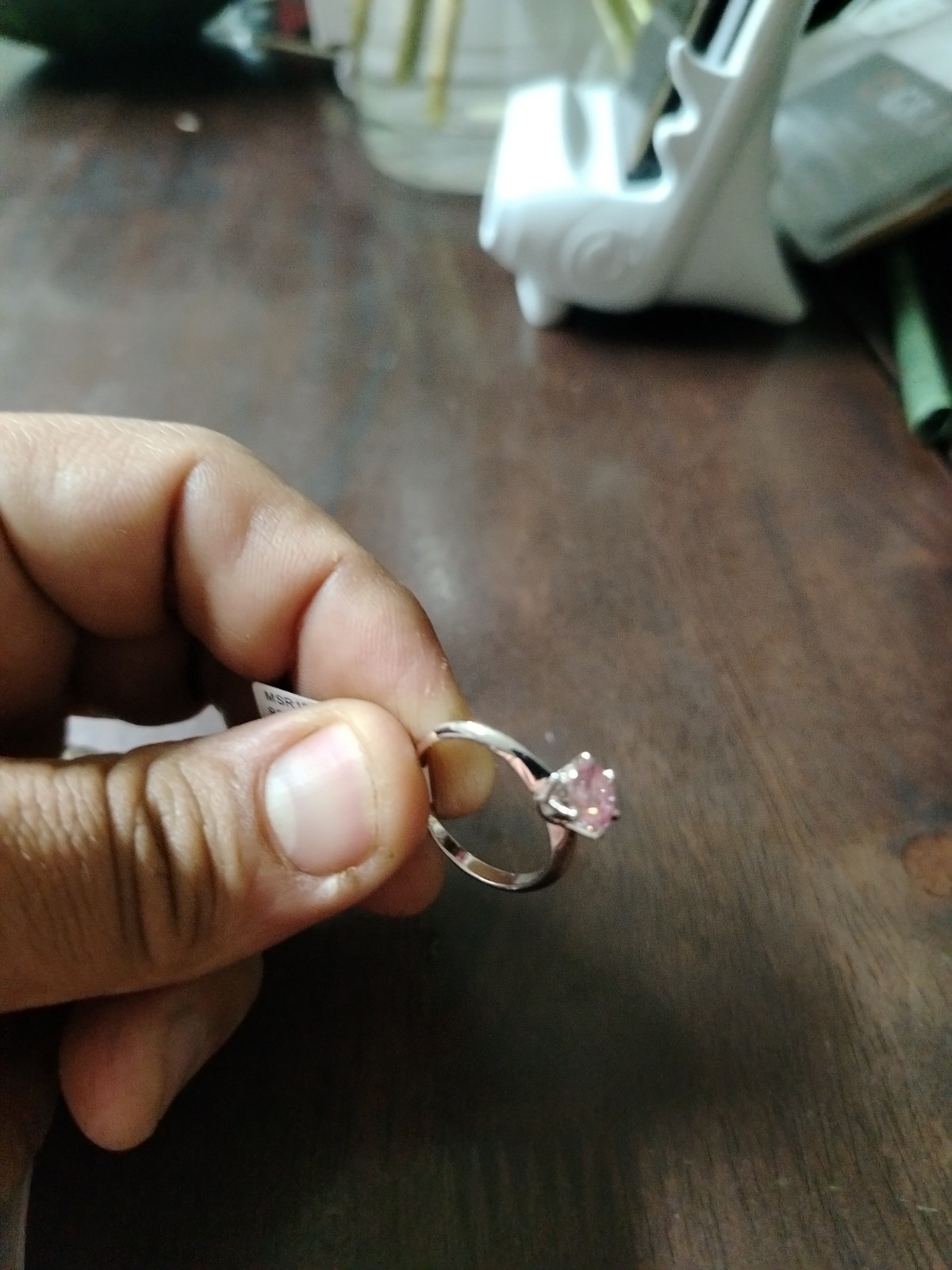 1.0 Ct Round Cut Pink Moissanite Solitaire Ring S925 Silver Size 7 W/ GRA Cert