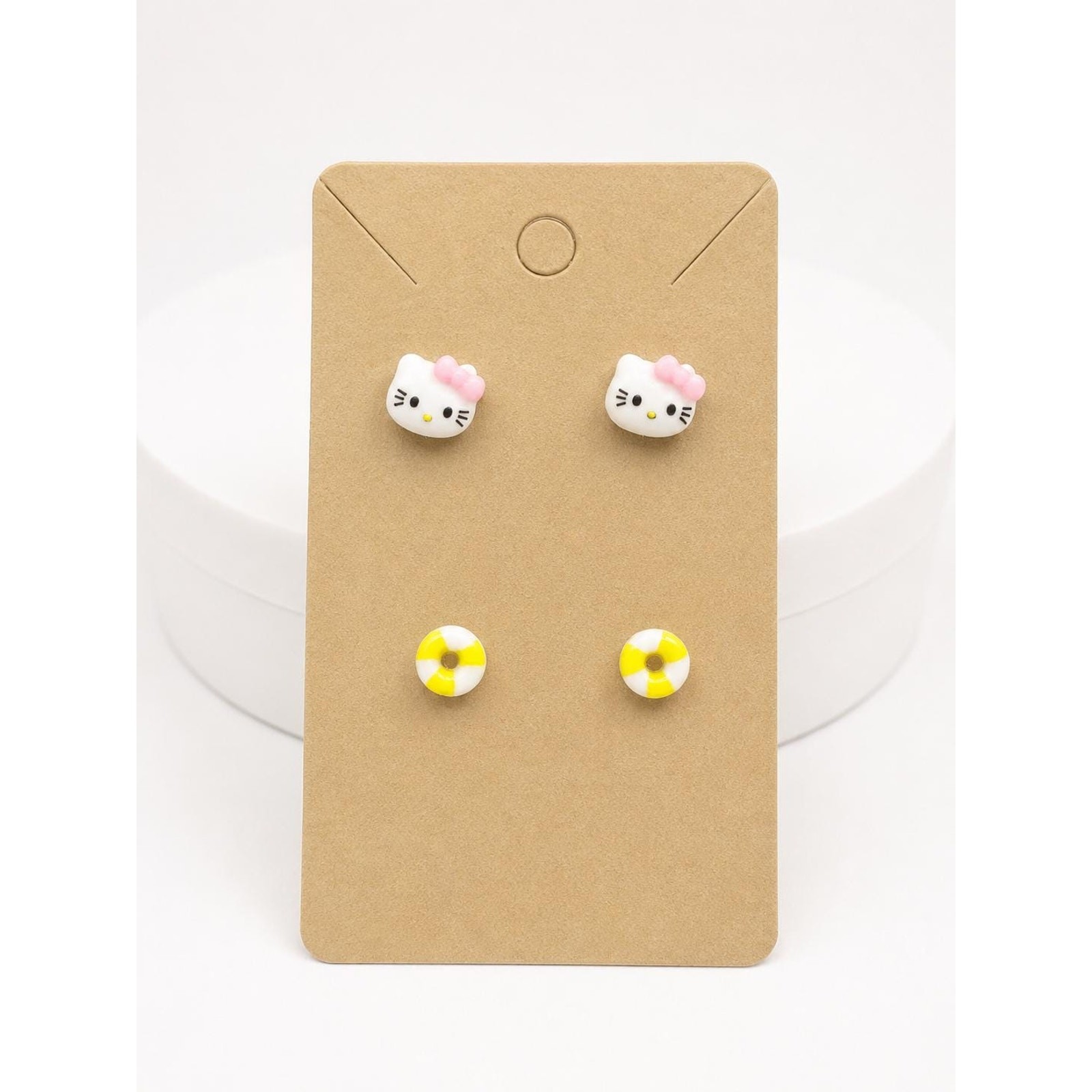 Summer Earrings Set | Hello Kitty Face & Life Preserver Stud Earrings 2 Pair Set