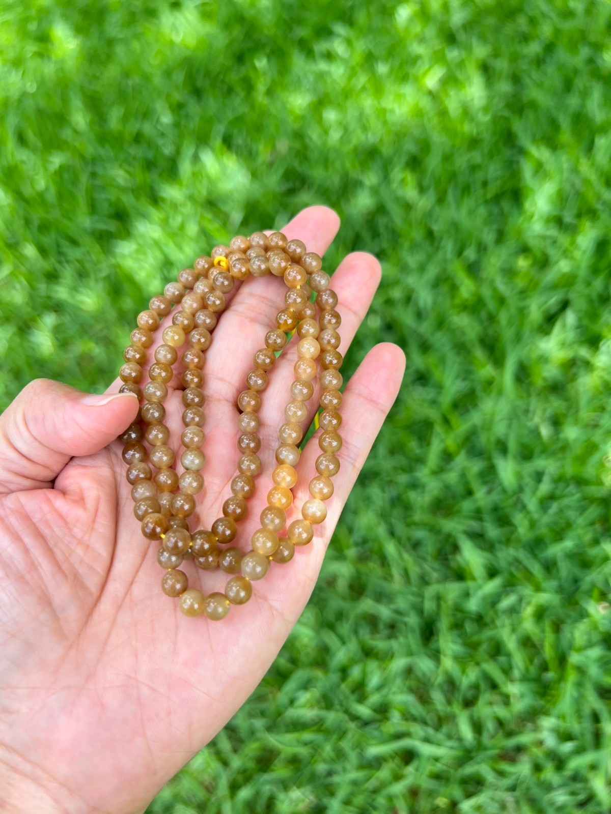 Genuine Golden-Brown Nephrite Jade 6mm 108 Beads 24″ Necklace B997 4
