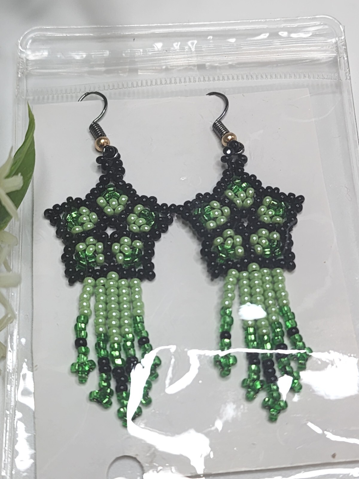 NEW SMALL BEADED FASHION HOOK FLOWERED EARRINGS