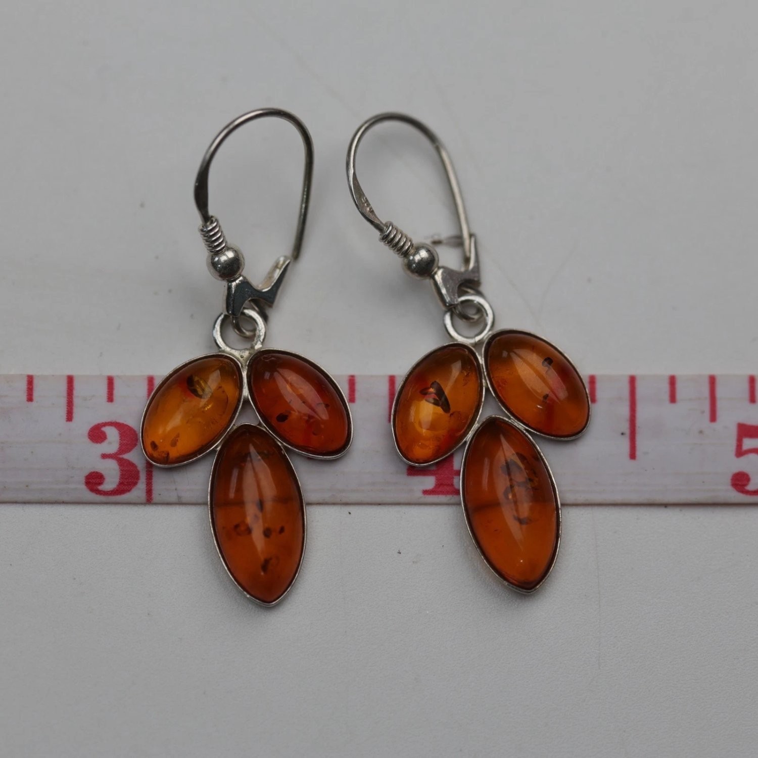 Earrings Approx 1.5 Inc Cognac Sterling Silver Vintage Long Dangle Drop