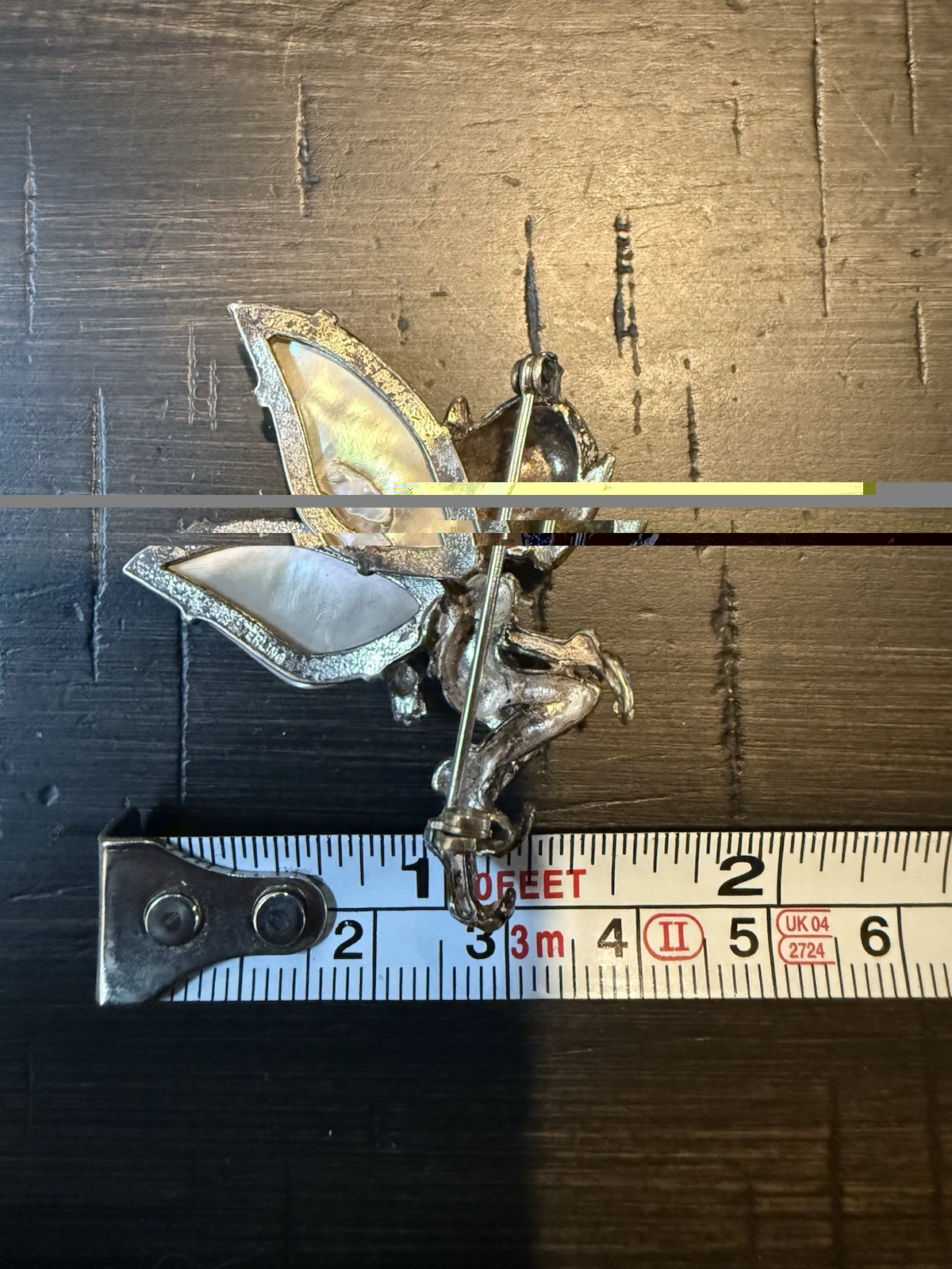 Vintage Cyvra Pixie Fairy Paua Shell & Sterling Silver Brooch Pin 2 inch x 4inch