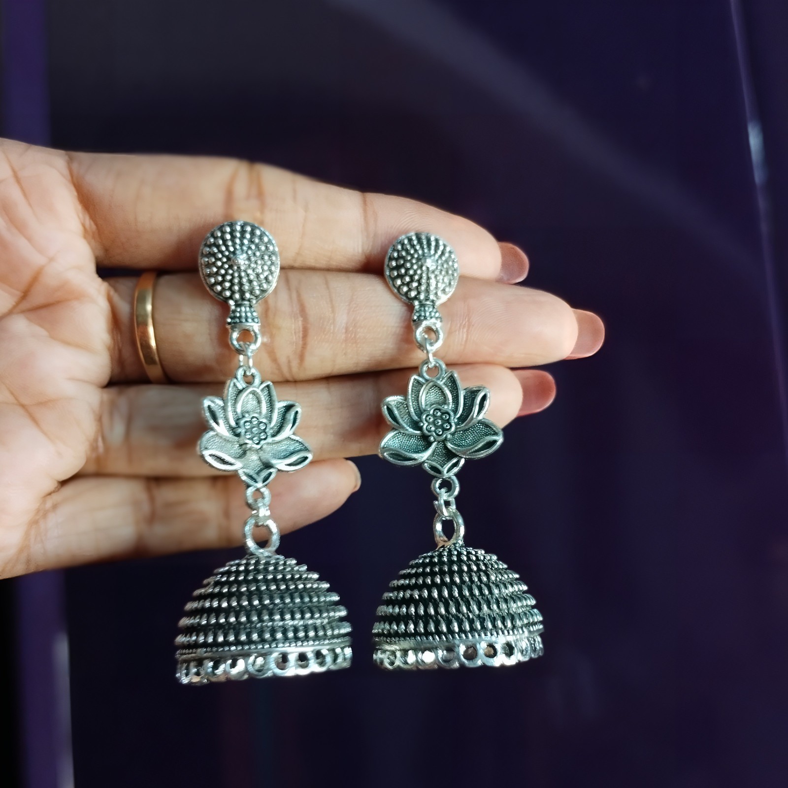 Handmade Oxidized Jhumka Drop Dangle Earrings Boho Ethnic Pearl Women’s Gift