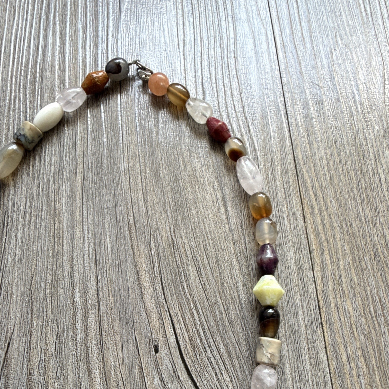 Multicolor Stone Beaded Strand Necklace, Mixed Shapes, Ball/Bead Chain, Lobster
