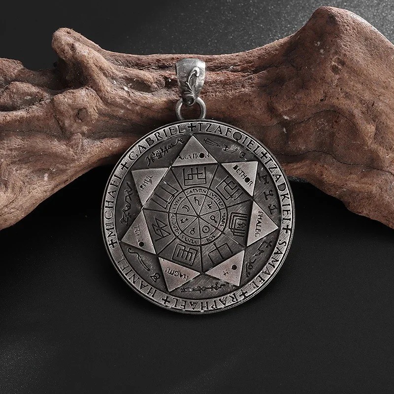 Angel of Life Seal Solomon Men Necklace Kabbalah Amulet Stainless Steel Jewelry