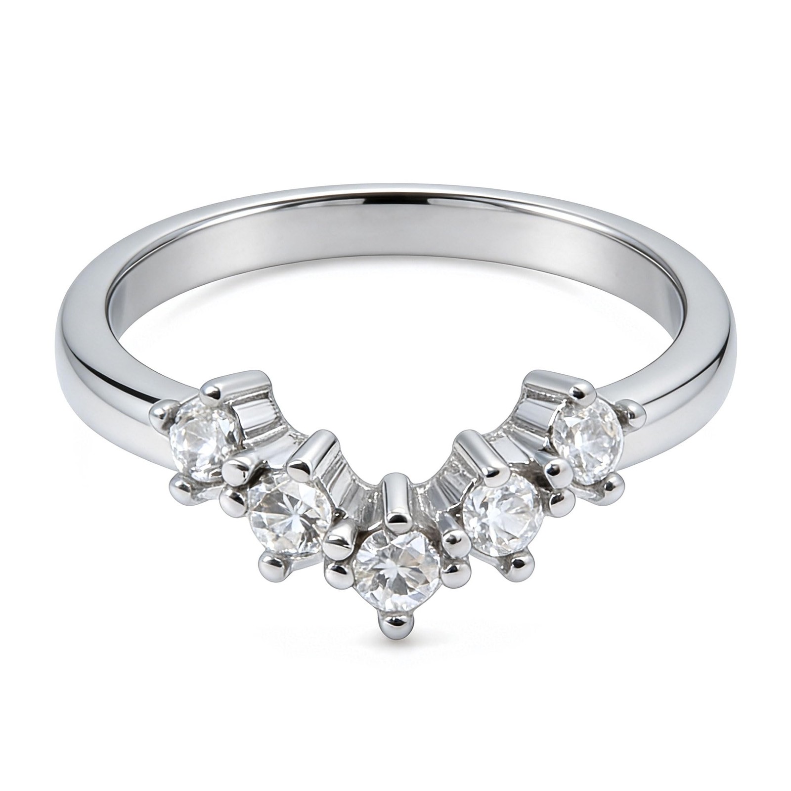 V Shape Adjustable Stackable Wedding Bands for Women with Cubic Zirconia Rings