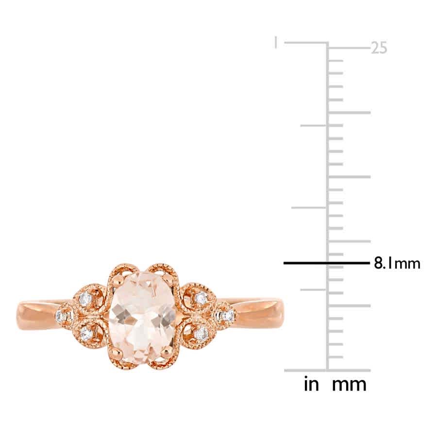 AMOUR 3/4 CT TGW Morganite and Diamond Filigree Ring In 10K Rose Gold