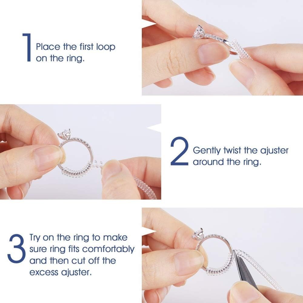NNIOV Ring Size Adjuster for Loose Rings, General 4Pcs Coil Design, Clear…
