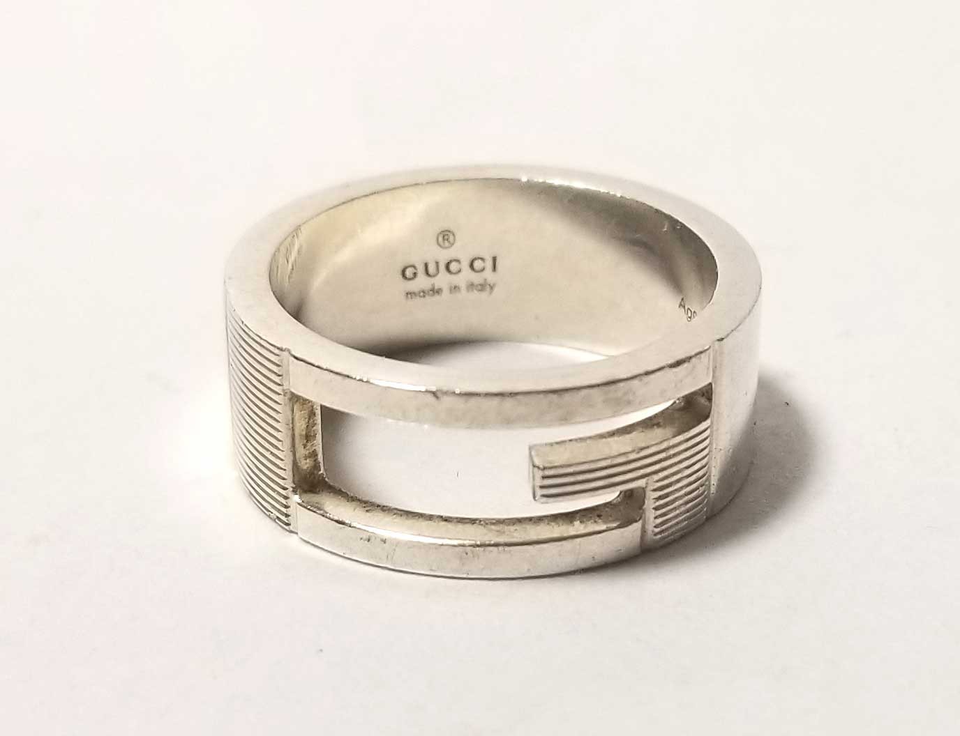 Authentic GUCCI Branded G Ring Cut-out G Logo Silver SV925 Size US 7