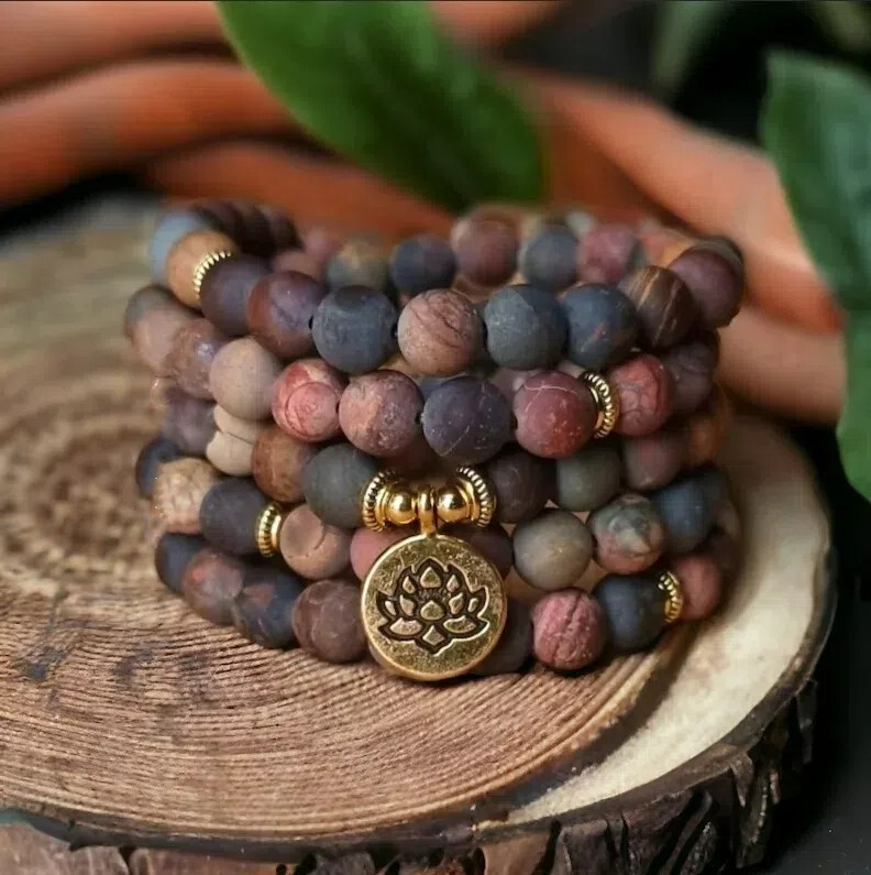 108 Mala Beads Gemstone Prayer Meditation Handmade Healing Bracelet Necklace